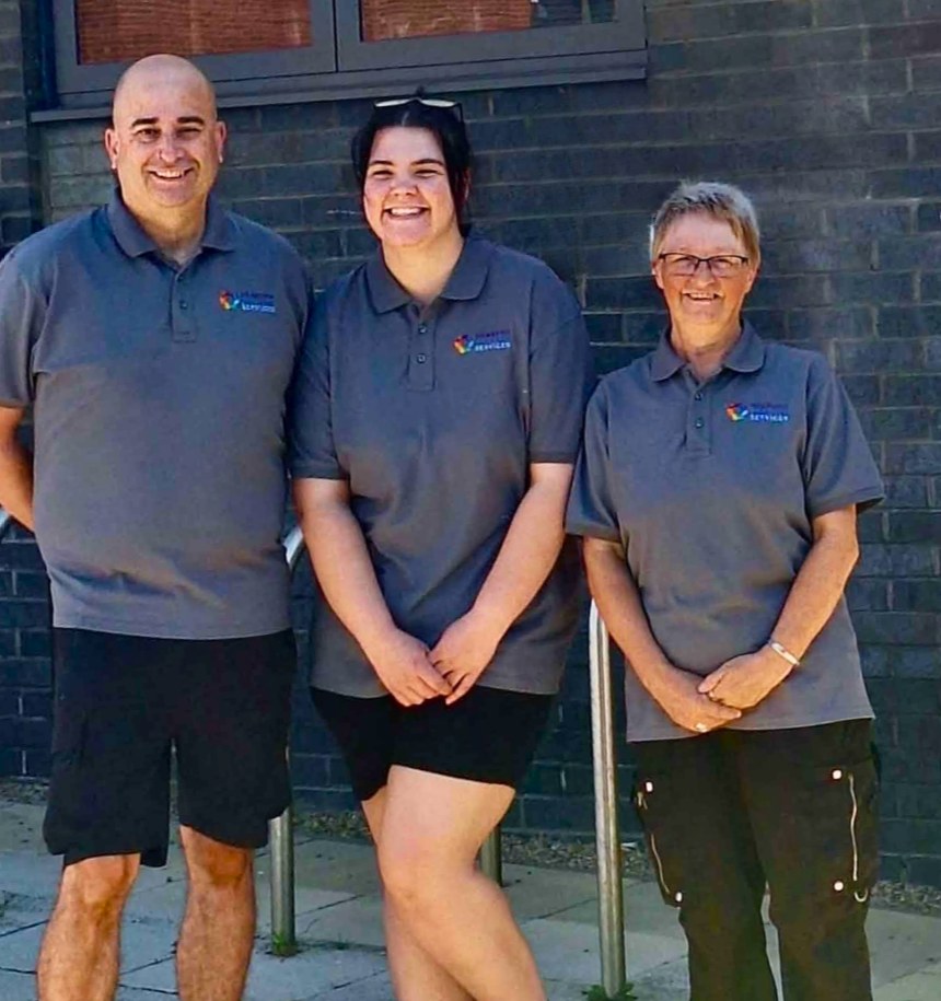 Three members of the Hebburn Day Care team outside the centre